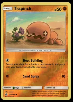 Trapinch 107/236 Common Cosmic Eclipse Pokemon Reverse Holo Near Mint - Image 1
