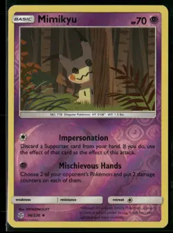 Mimikyu 96/236 Uncommon Cosmic Eclipse Pokemon Reverse Holo Near Mint - Image 1
