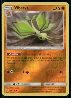Vibrava 109/236 Uncommon Cosmic Eclipse Pokemon Reverse Holo Near Mint - Image 1