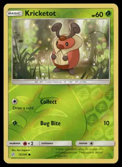 Kricketot 13/236 Common Cosmic Eclipse Pokemon Reverse Holo Near Mint - Image 1