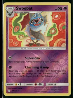 Swoobat 88/236 Rare Cosmic Eclipse Pokemon Reverse Holo Near Mint - Image 1