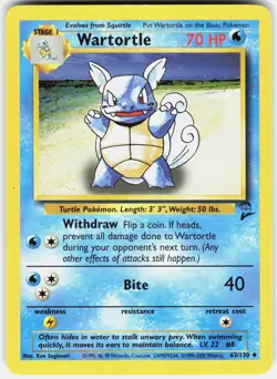 Wartortle 63/130 Uncommon Base Set 2 Pokemon LP - Image 1
