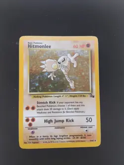 LP Holo Pokemon TCG Hitmonlee 7/62 Fossil Unlimited Holo Rare 1999 WOTC Vintage - Image 2