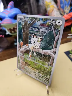 Pokemon Meowth 206/193 Phantasmal Flames Illustration Rare Holo 70 HP 2023 - Image 3