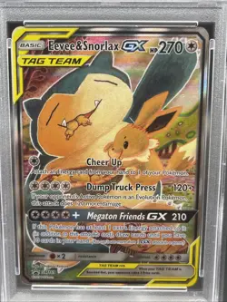 2019 Pokemon TCG Black Star Full Art Eevee & Snorlax GX Promo-Tag Team Psa 9 - Image 2