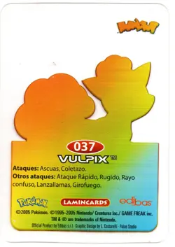 VULPIX #037 LAMINCARD COLECCION POKEMON LAMINCARDS 2005 EDIBAS (USADA) - Image 2