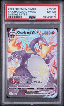 PSA 8 Charizard VMAX Shining Fates SV107/SV122 Full Art Sword & Shield Pokemon - Image 1