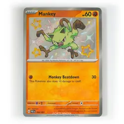 Pokemon - Mankey - 169/091 - SV Paldean Fates - Shiny Rare Card - Image 1