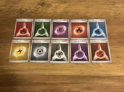 Pokemon TCG 10 Basic Energy Holo Cards NO DOUBLES Lot of 10 Near Mint Condition - Image 1