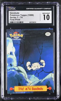 CGC 10 - 1999 Topps Pokemon TV Animation Edition TV Inserts #74 Geodude #TV6 - Image 1