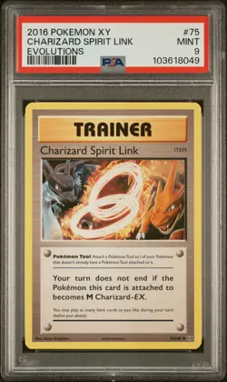 2016 POKEMON XY EVOLUTIONS #75 CHARIZARD SPIRIT LINK PSA 9 - Image 1