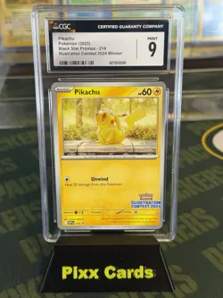2025 Pokemon Pikachu Black Star Promo Illustration Contest 2024 SVP 214 CGC 9 - Image 1