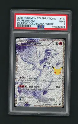 2021 Pokemon Celebrations Fa/Reshiram #113 Classic Coll Black/White PSA 9 MINT - Image 1