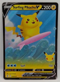 Surfing Pikachu V 008/025 Celebrations Holo LP Pokemon - Image 1