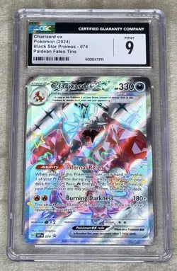 POKEMON Charizard Ex Pokemon 2024 Black Star Promos-074 Paldean Fates CGC Mint 9 - Image 3