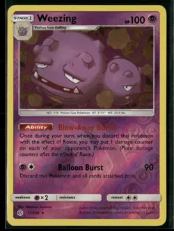 Weezing 77/236 Rare Cosmic Eclipse Pokemon Reverse Holo Near Mint - Image 1