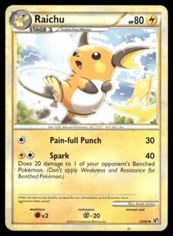 Pokemon Cards Raichu 33/90 HGSS Undaunted Uncommon NM - Image 1