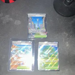Pokemon TCG Surging Sparks Full Art Foil Trainer Lot (3) Lumiose/Surfing/Forest - Image 1