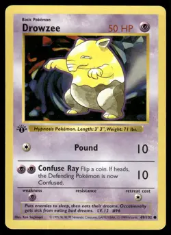 Pokemon Cards Drowzee 49/102 1st Edition Base Set Shadowless Common NM *5 - Image 1