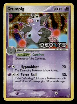 Grumpig 32/107 Uncommon Deoxys Pokemon Reverse Holo Heavily Played - Image 1