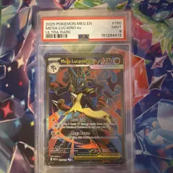 2025 Pokemon Mega Evolutions Mega Lucario EX Ultra Rare #160 PSA 9 MINT - Image 1