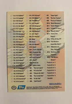 Pokemon series 3 Topps Checklist Non holo - Image 2