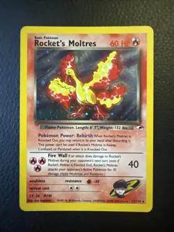 Pokemon TCG Rocket's Moltres Gym Heroes 12/132 Holo Rare English 60 HP 2000 - Image 1