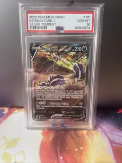 2022 Pokemon Silver Tempest Skuntank V Full Art Holo Ultra Rare 181/195 PSA 10 - Image 1
