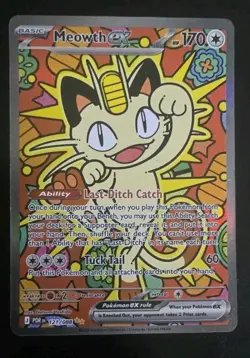 Meowth EX Full Art Holo Rare Pokemon Card POR 121/088 170 HP Basic - Image 1