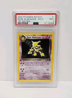 PSA 9 Dark Alakazam 1/82 1st Edition Holo Team Rocket 2000 Pokemon Card Graded - Image 1
