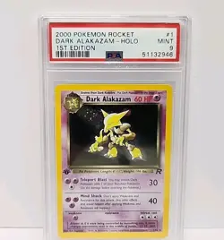 PSA 9 Dark Alakazam 1/82 1st Edition Holo Team Rocket 2000 Pokemon Card Graded - Image 2