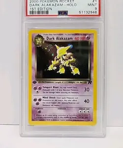 PSA 9 Dark Alakazam 1/82 1st Edition Holo Team Rocket 2000 Pokemon Card Graded - Image 3