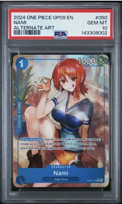 2024 ONE PIECE OP09-EMPERORS IN THE NEW WORLD ALTERNATE ART #050 NAMI PSA 10 - Image 1