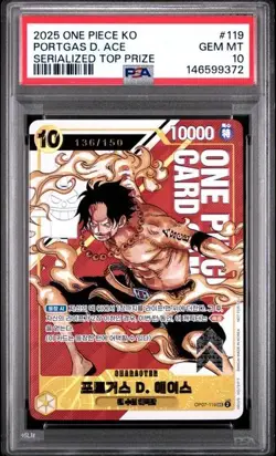 No.136 Serial Portgas.D.Ace OP07-119 Flagship Battle 2025 Promo One Piece KOREAN - Image 3
