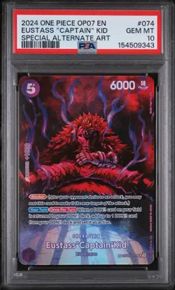 2024 ONE PIECE OP07-500 YEARS IN THE FUTURE #074 EUSTASS "CAPTAIN" KID PSA 10 - Image 1