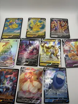 Pokemon TCG V & VMAX Holo Card Lot 10x Pikachu, Eevee, Zamazenta, Crobat - Image 1