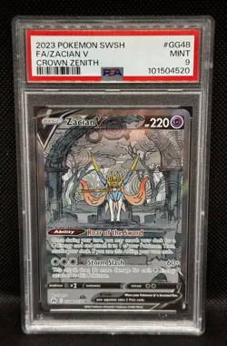 Zacian V #GG48 Full Art Crown Zenith Pokemon Sword & Shield PSA9 - Image 1