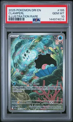 Clamperl 2025 Pokemon TCG Destined Rivals #195 Illustration Rare PSA 10 Gem - Image 1
