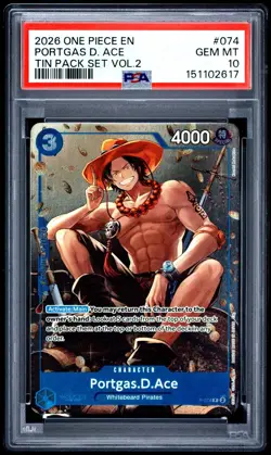 PSA 10 2026 ONE PIECE PROMOS 074 PORTGAS D. ACE TIN PACK SET VOL.2 - Image 1