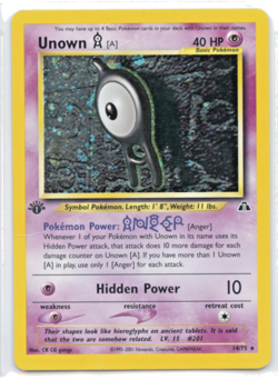 Unown [A] 14/75 Neo Discovery 1st Edition Holo Rare Pokemon Card 2001 - Image 2