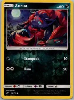 Zorua 52/73 Common Shining Legends Pokemon Reverse Holo Lightly Played - Image 1