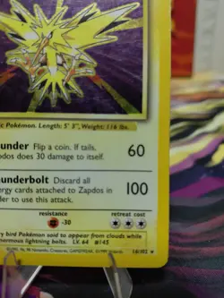 Pokemon TCG Zapdos Base Set Holo Unlimited Rare Highplay/damaged Vintage Card - Image 5