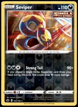 Seviper 102/198 Rare Chilling Reign Pokemon Reverse Holo Lightly Played - Image 1
