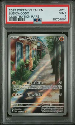 2023 POKEMON PAL EN-PALDEA EVOLVED ILLUSTRATION RARE #219 SUDOWOODO PSA 9 - Image 1