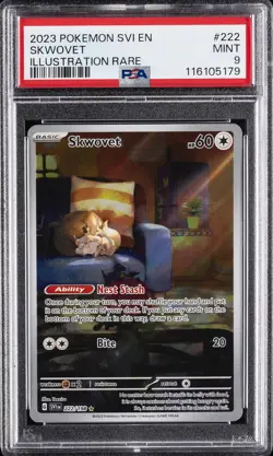 2023 POKEMON SVI EN-SCARLET & VIOLET ILLUSTRATION RARE #222 SKWOVET PSA 9 - Image 1