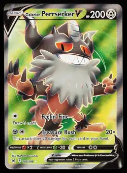 Galarian Perrserker V 183/196 Ultra Rare Lost Origin Pokemon Card - Image 1
