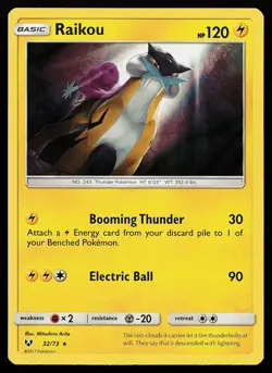 Raikou 32/73 Holo Rare Shining Legends Pokemon Card - Image 1