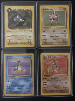 Pokemon WOTC Vintage 4 Card Lot Hitmonchan Holo Dark Magneton Lapras Kabutops - Image 1