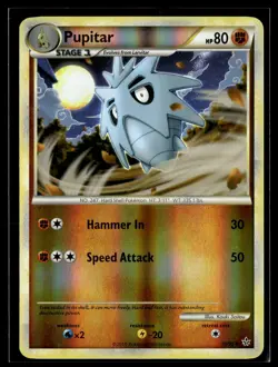 Pupitar 39/95 HGSS Unleashed Reverse Holo Uncommon Pokemon - Image 1