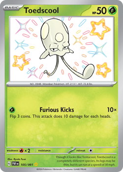 TOEDSCOOL 105/091 SHINY RARE PALDEAN FATES POKEMON NEAR MINT - Image 1